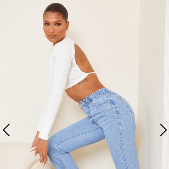 Open Back Rib Crop Top Sleeve - Picture 4 of 5